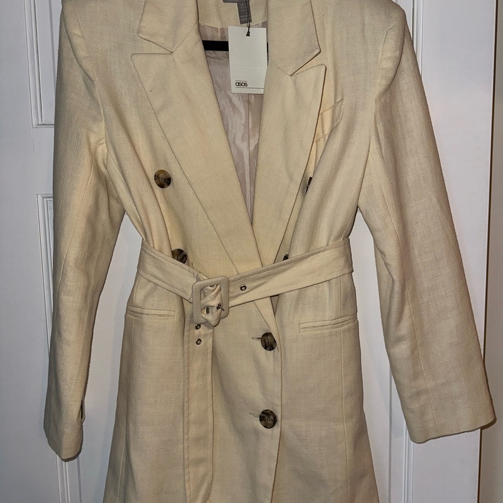 Linen Double-Breasted Blazer Dress - S